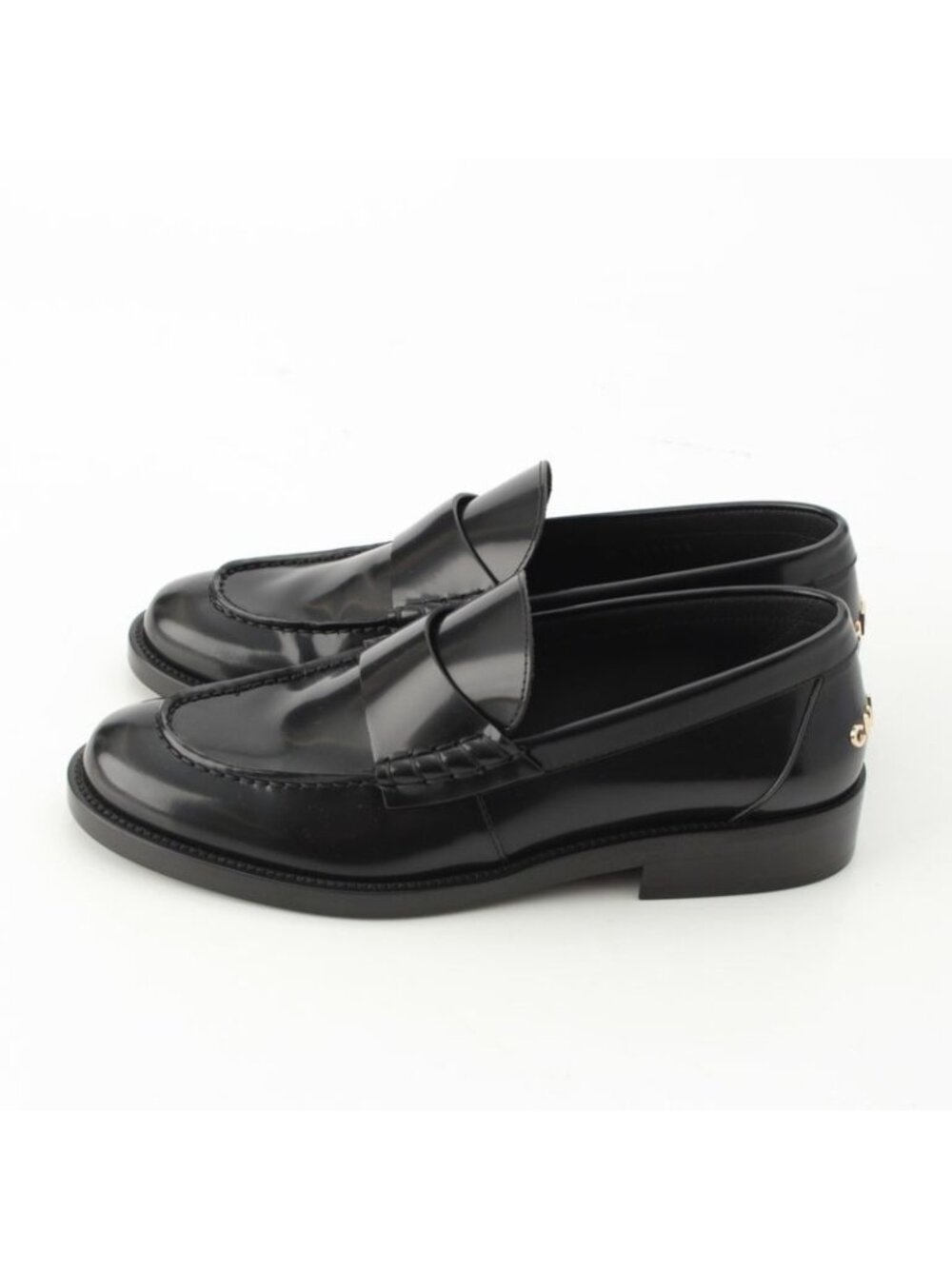 Chanel Back Logo Loafers Shoes Black 38 - Picture 3 of 10